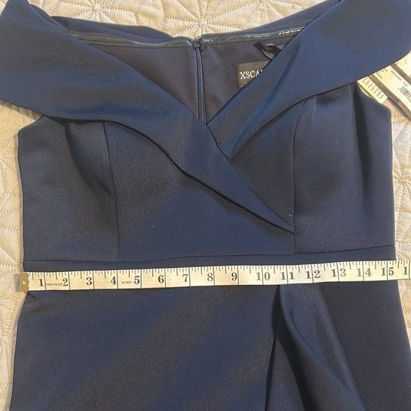 New Women’s Off the Shoulder Dark Blue MIDI Dress with Ruffle Size 12 - Picture 12 of 13